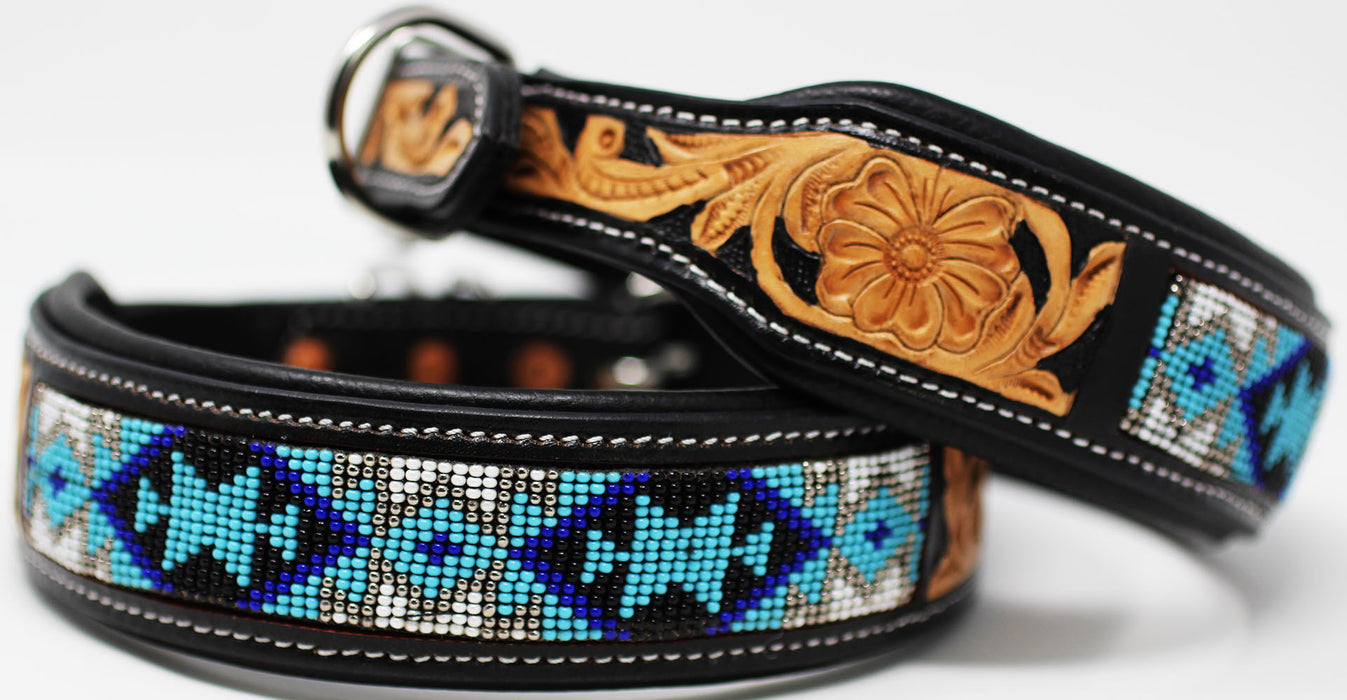 Dog Puppy Collar Genuine Cow Leather Padded Canine  60141