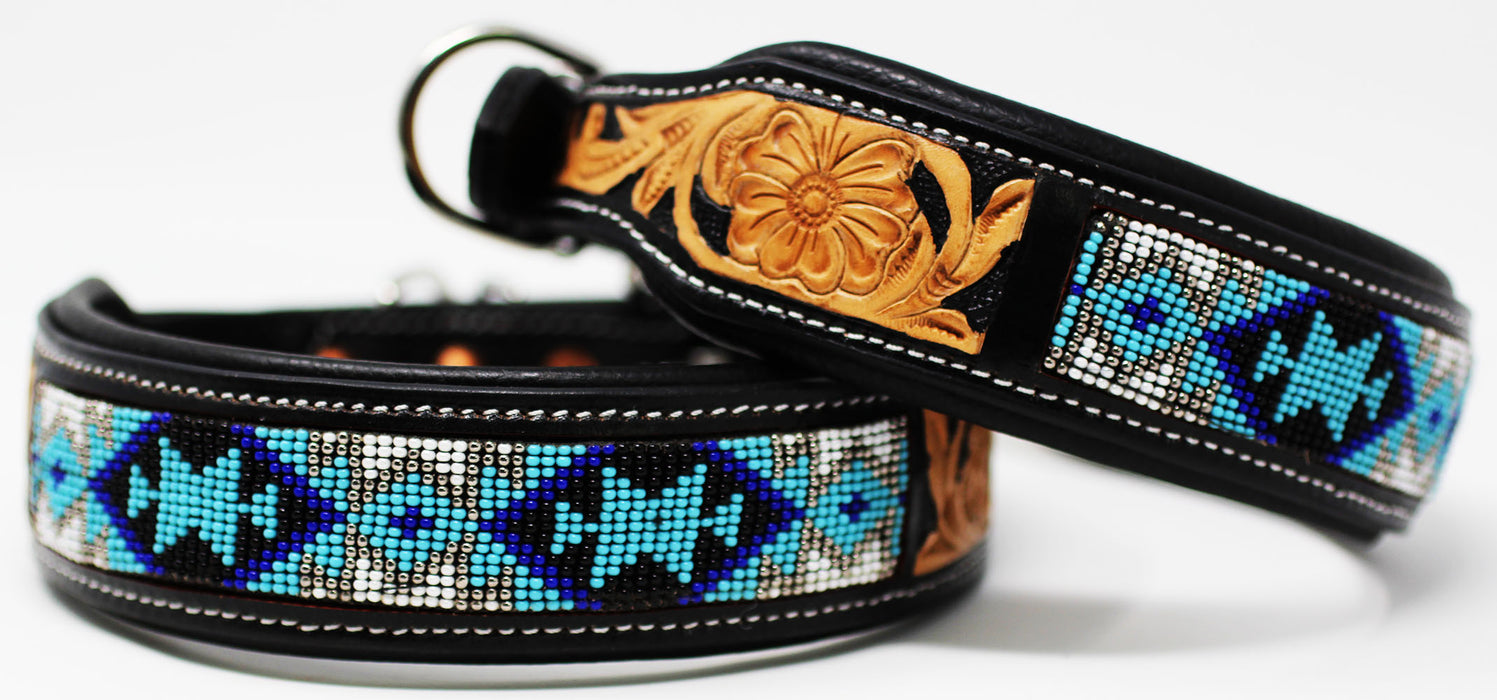 Dog Puppy Collar Genuine Cow Leather Padded Canine  60141