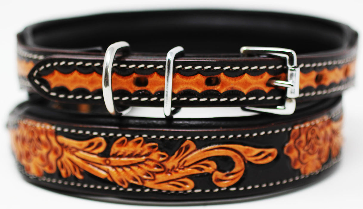 Dog Puppy Collar Genuine Cow Leather Padded Canine  60142