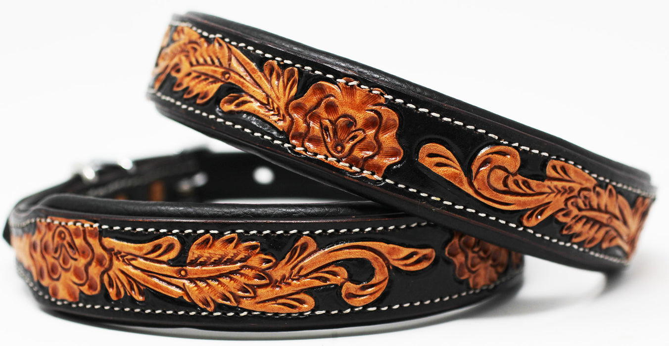 Dog Puppy Collar Genuine Cow Leather Padded Canine  60142