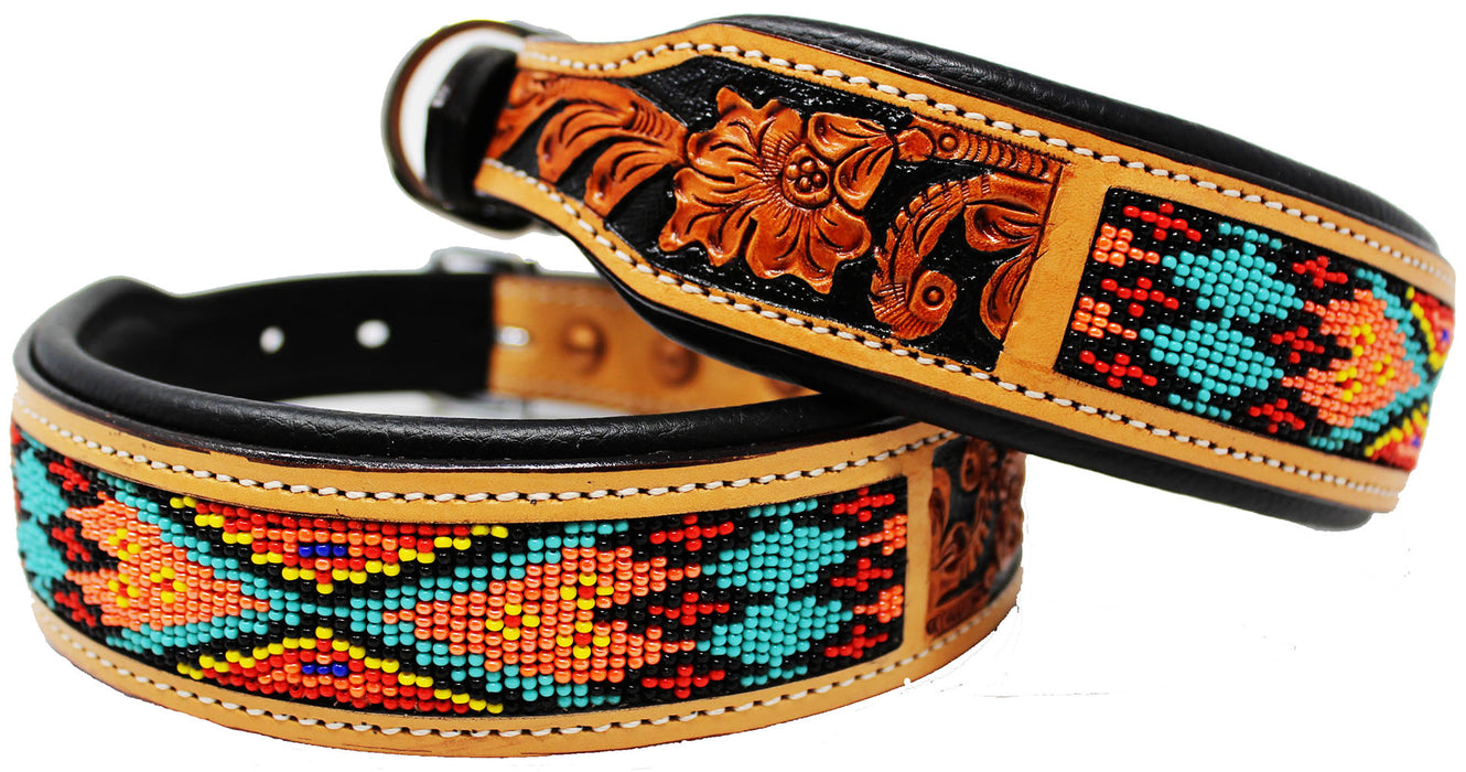 Dog Puppy Collar Genuine Cow Leather Padded Canine  60147