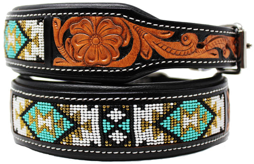 Dog Puppy Collar Genuine Cow Leather Padded Canine  60149