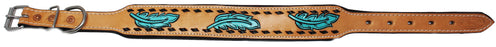 Tooled Feather Padded Leather Dog Puppy Collar 60196