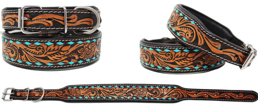 Tooled Padded Leather Dog Puppy Collar 60200