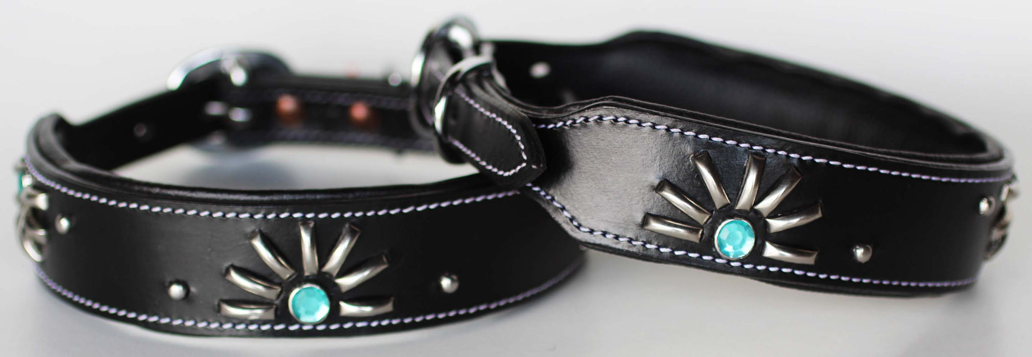 Small 13''- 17'' Dog Puppy Collar Genuine Cow Leather Western 6046