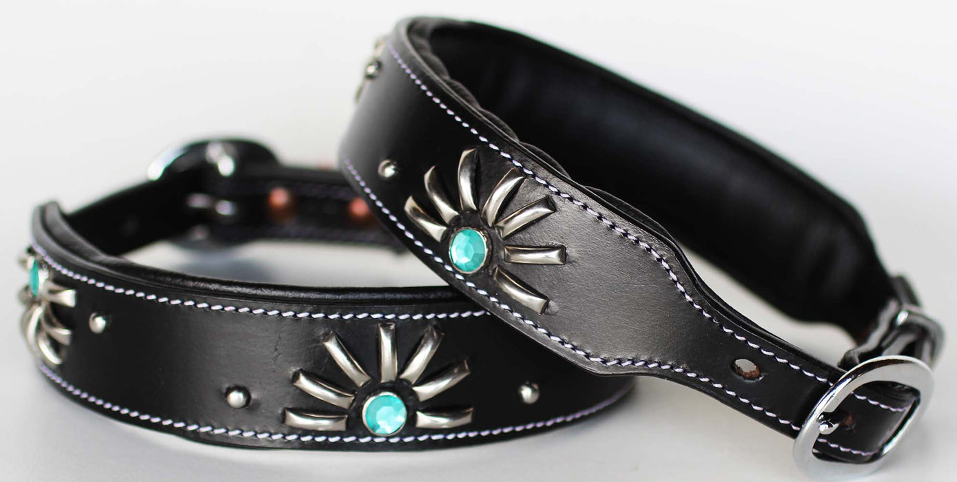 Small 13''- 17'' Dog Puppy Collar Genuine Cow Leather Western 6046