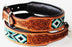 Beaded Dog Puppy Collar Tooled Cow Leather 6054