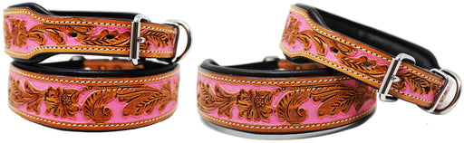 Amish Hand Tooled 100% Cow Leather Canine Puppy Dog Collar Adjustable Soft 6059