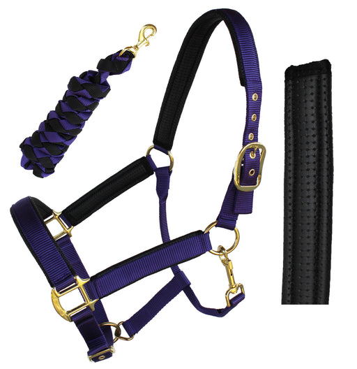 Horse Neoprene Padded Nylon Adjustable Halter Brass Hardware 606173PR