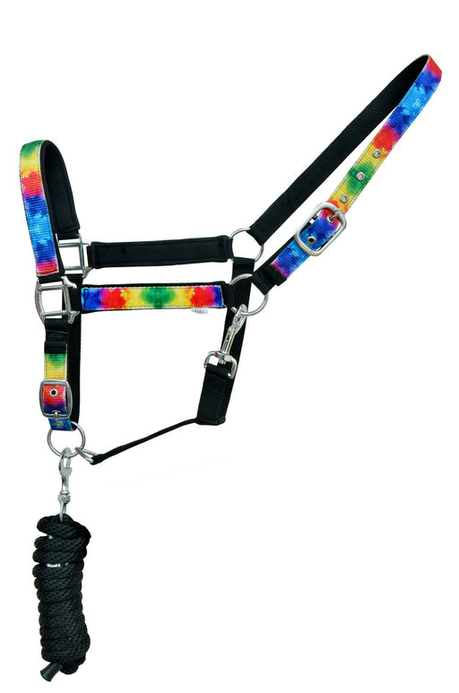 Horse Horse Nylon Tie-Dye Printed Neoprene Comfort Adjustable Halter Lead 606194