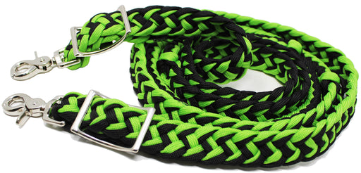 Horse Western Tack Nylon Braided Knotted Roping Barrel Reins Lime Green 60705