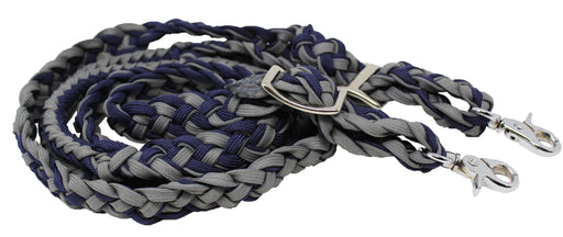 Horse Roping Knotted Horse Tack Western Barrel Reins Nylon Braided Navy 607135