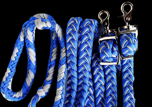Horse Roping Knotted Tack Western Barrel Reins Nylon Braided 607186