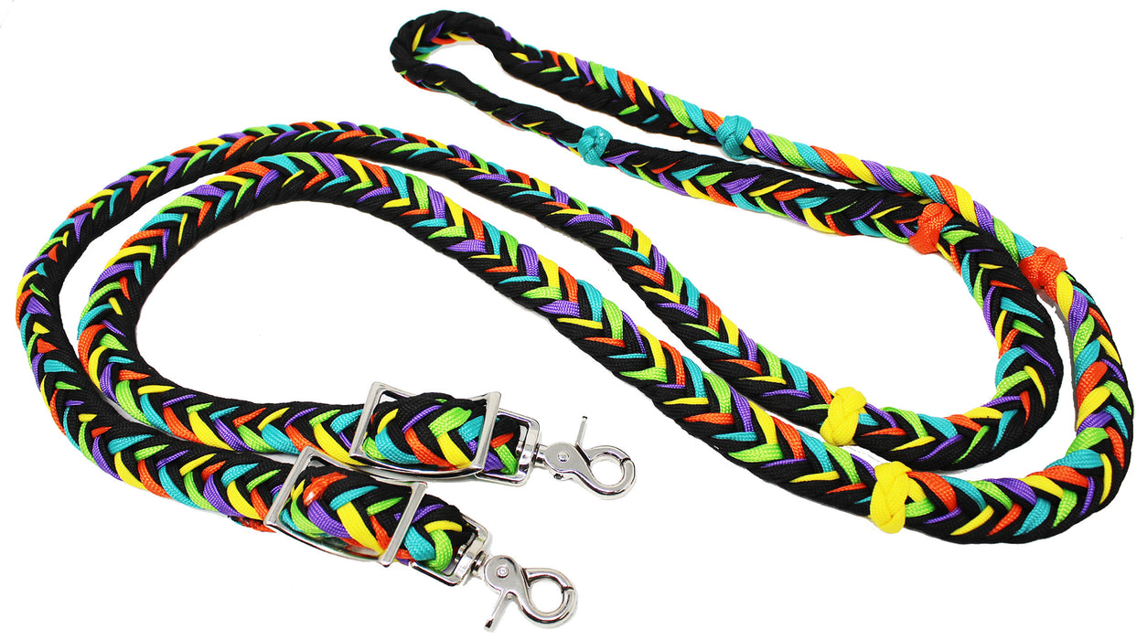 Horse Western Nylon Braided Roping Knotted Barrel Reins 607246