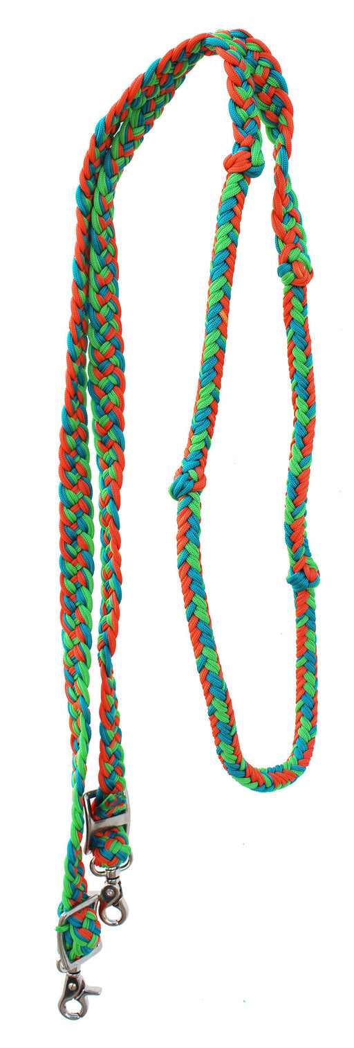 Horse Roping Knotted Tack Western Barrel Reins Nylon Braided 607484.