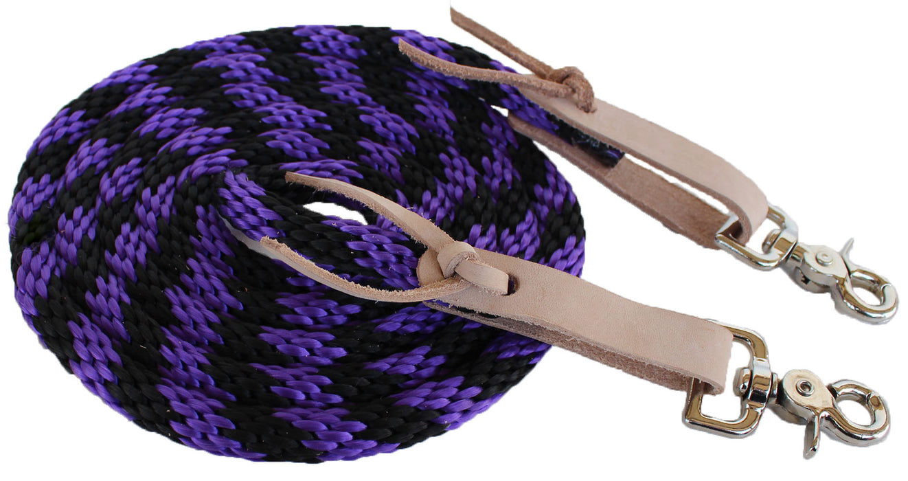 7' Horse Roping Tack Western Barrel Contest Reins Nylon Braided 607498-501