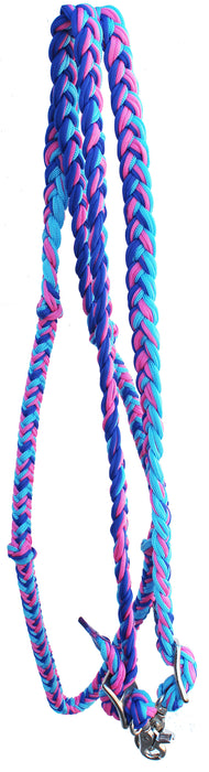 Horse Western 8' Long Nylon Braided Knotted Barrel Roping Reins Tack 607512
