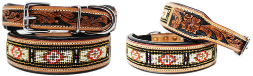 Dog Puppy Collar Cow Leather Adjustable Padded Canine 6076
