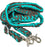 Challenger Western Nylon Braided Roping Knotted Barrel Reins Teal Brown 60764