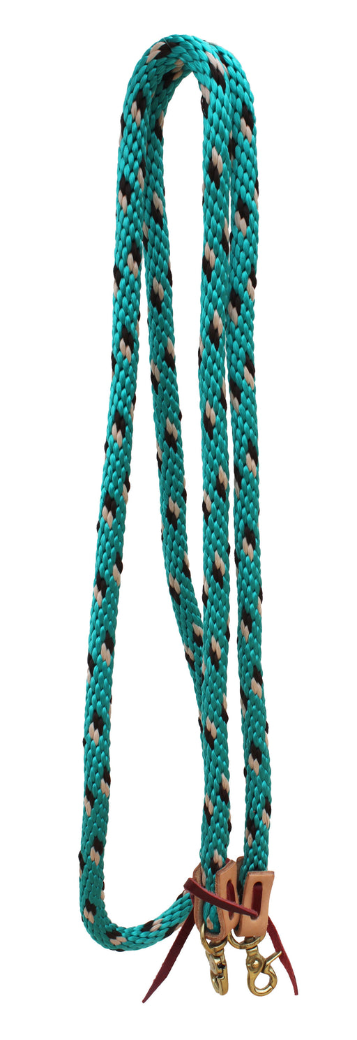 Horse 8' x 5/8" Western Nylon Braided Turquoise Barrel Reins w/ Brass Snaps 607RT04