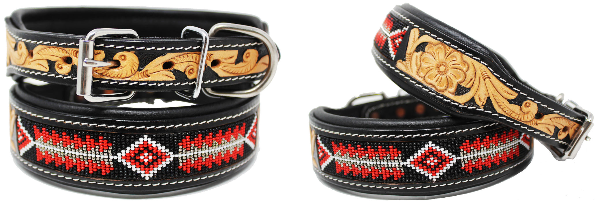 Dog Puppy Collar Genuine Cow Leather Padded Canine  6092