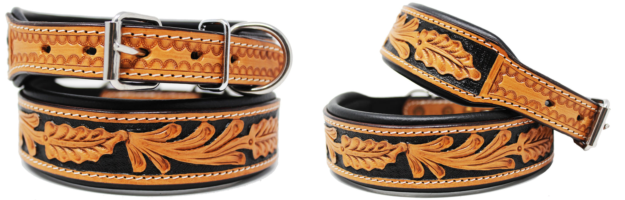 Dog Puppy Collar Genuine Cow Leather Padded Canine  6096