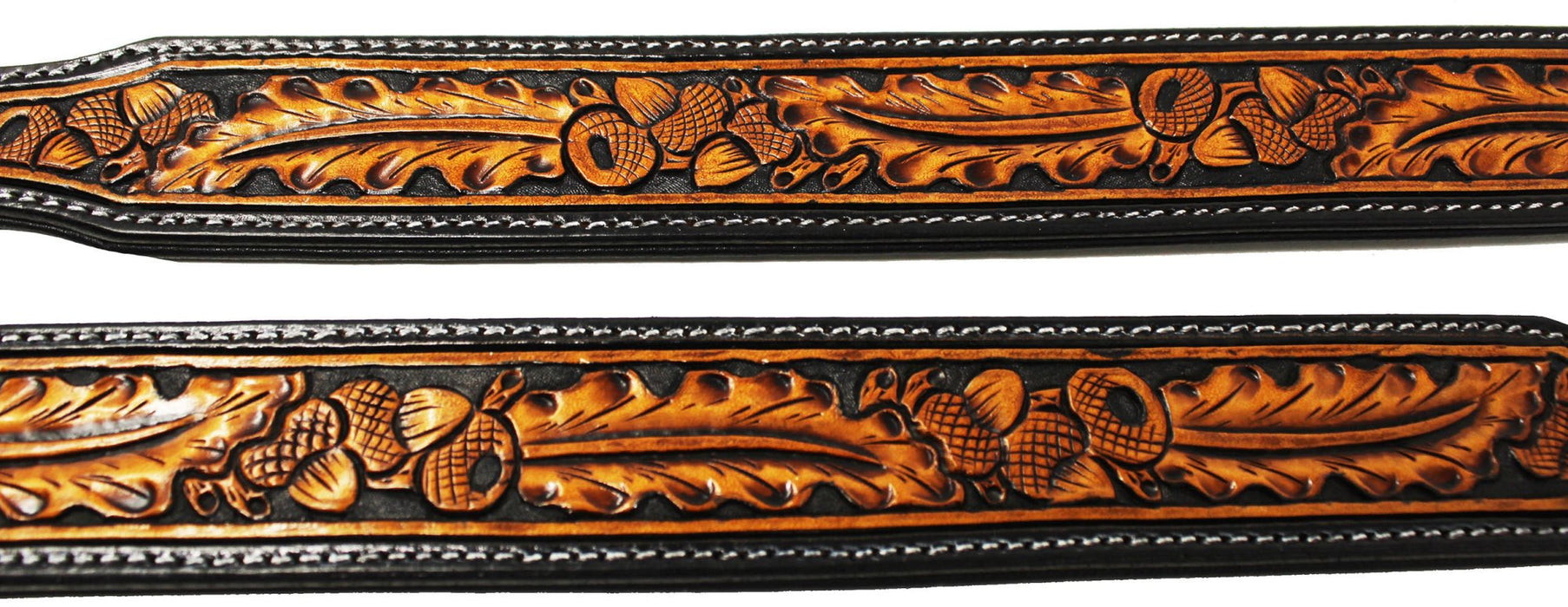 Amish USA Heavy Duty Padded Leather Tooled Accorn Dog Collar Puppy 60FK04