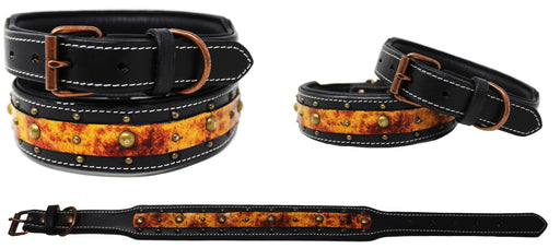 Amish 100% Cow Leather Dog Collar Heavy Duty Padded Leather Puppy Collar 60FK31