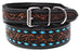 Turquoise Buckstitch Genuine Tooled Leather Padded Dog Collar 60FK70