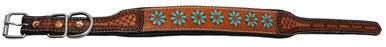 Padded Leather Dog Collar Floral Hand Tooled 60HR01