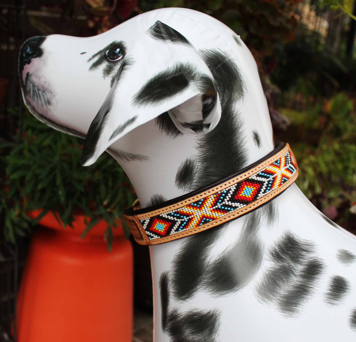 Tooled Padded Leather Dog Puppy Collar 60RT22