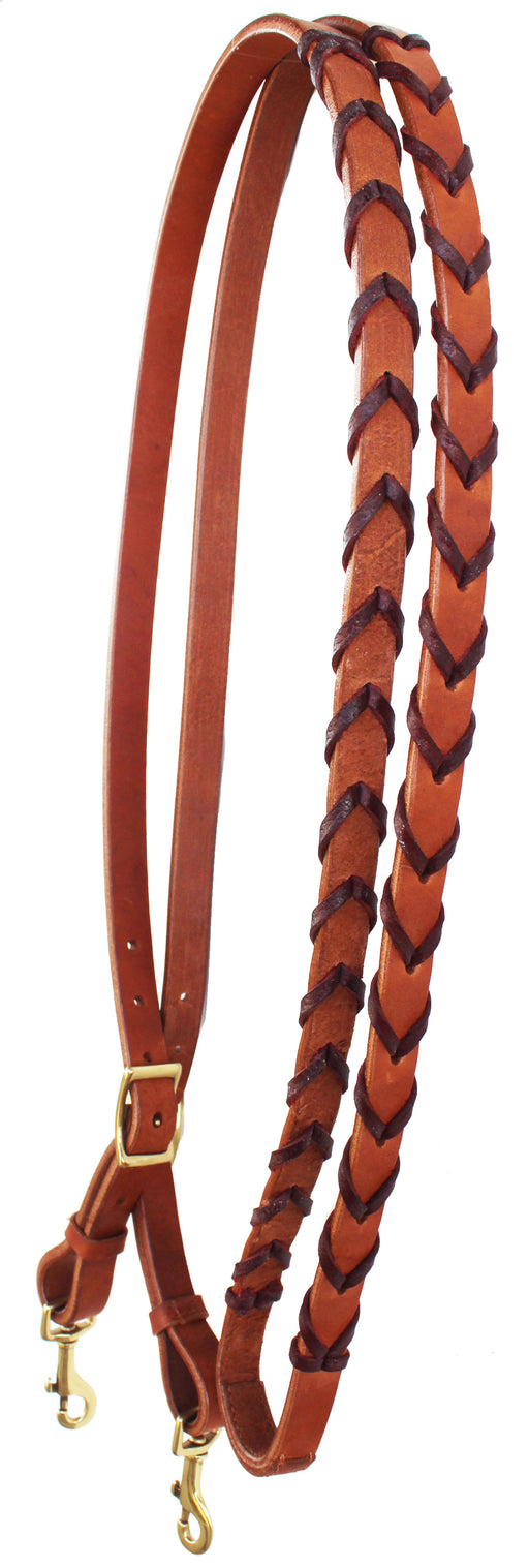 Horse Western Amish Leather Latigo Laced Barrel Contest Reins 66RT10