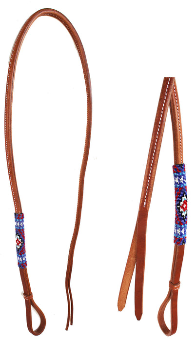 Horse Leather Western Saddle Tack Over and Under Beaded Whip 700RT01-06