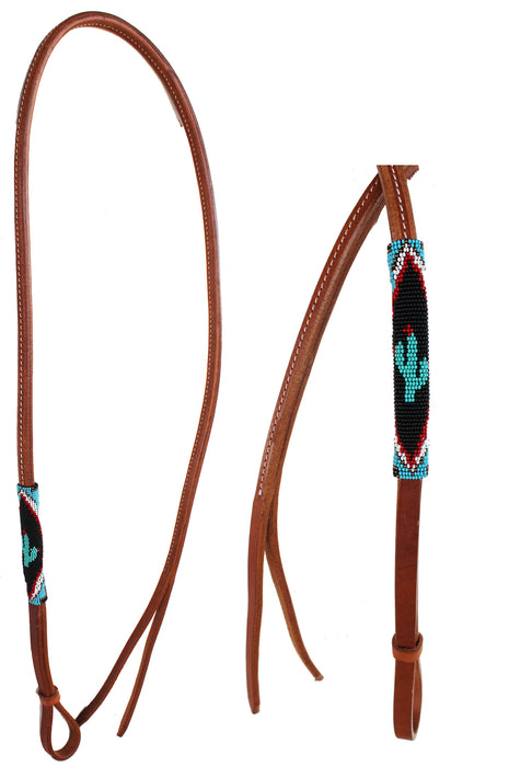 Horse Leather Western Saddle Tack Over and Under Beaded Whip 0708