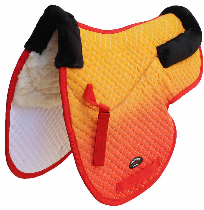 Horse Quilted Fleece Lined Trail Contoured English Saddle Pad Ombre Orange 72159