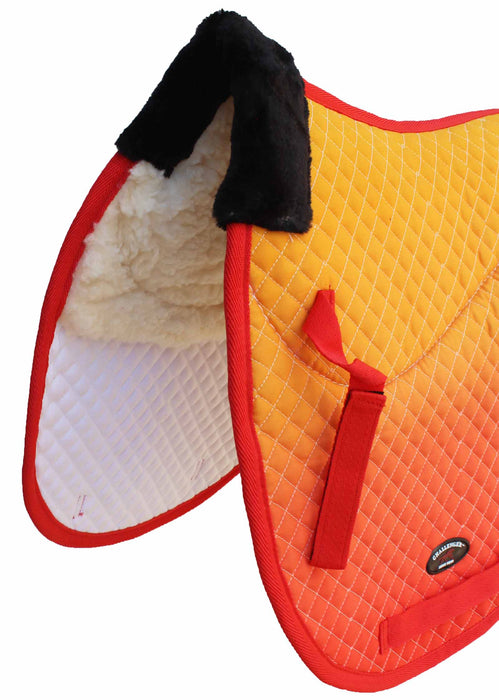 Horse Quilted Fleece Lined Trail Contoured English Saddle Pad Ombre Orange 72159