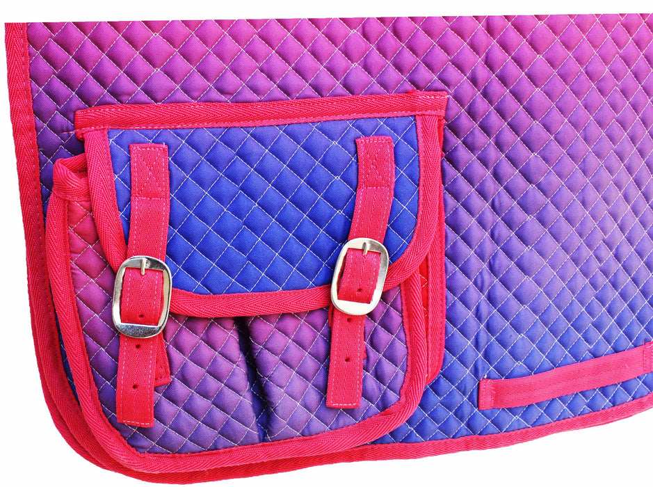 Horse Quilted English All-Purpose  Aussie Trail Saddle Pad Ombre Pockets 72164