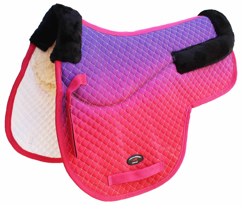 Horse Cotton Quilted Fur Padded Trail Contoured English Saddle Pad Ombre 72166