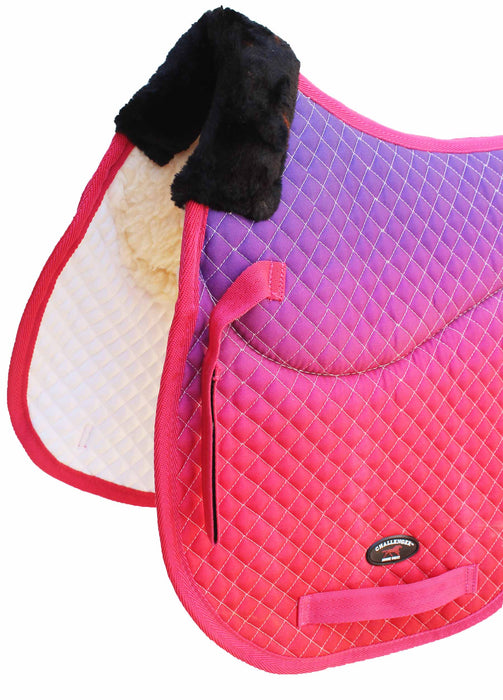 Horse Cotton Quilted Fur Padded Trail Contoured English Saddle Pad Ombre 72166