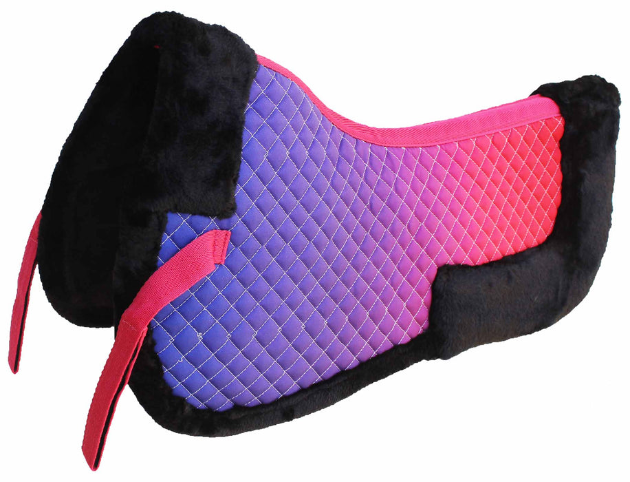Horse English Quilted Saddle Half Pad Correction Wither Relief Fur Ombre 72168