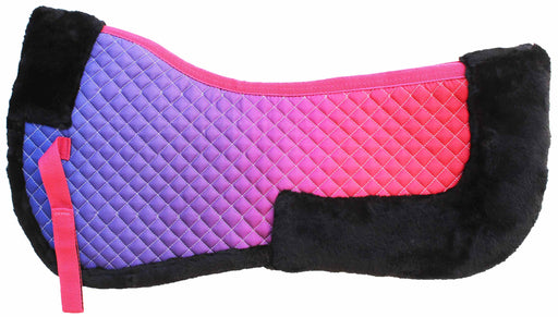 Horse English Quilted Saddle Half Pad Correction Wither Relief Fur Ombre 72168