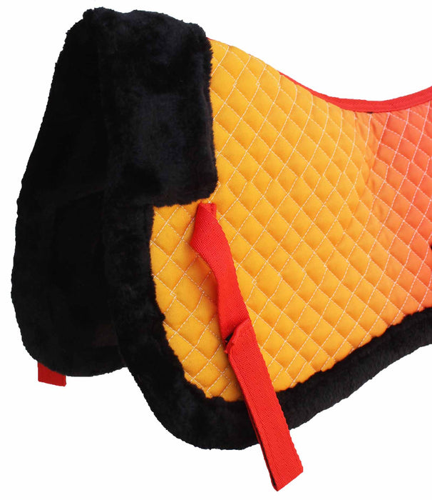 Horse English Quilted Saddle Half Pad Correction Wither Relief Fur Ombre 72169