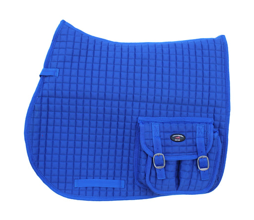 Horse Quilted English All-Purpose Trail Saddle Pad Blue w/ Pockets 7279