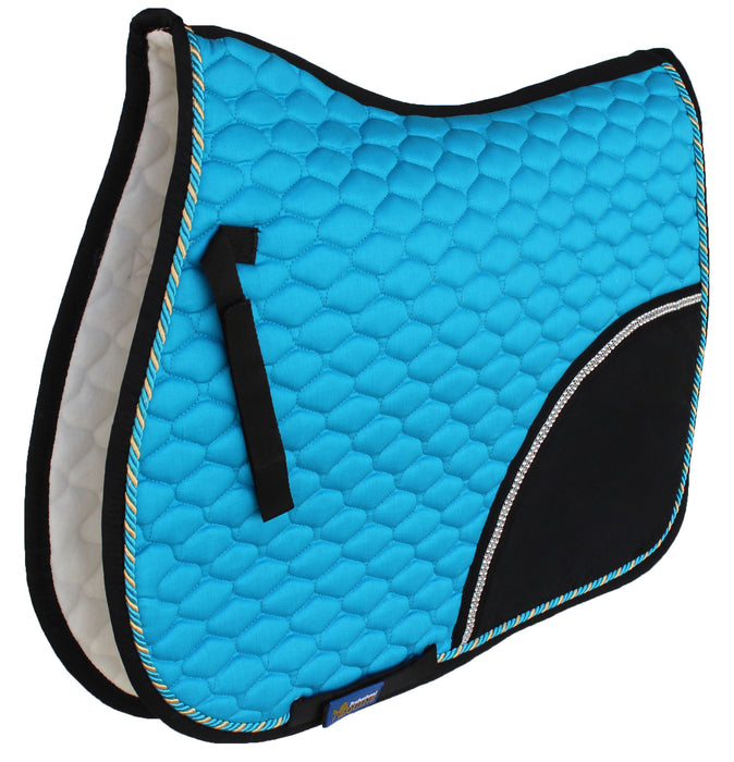 Horse All Purpose Cotton Quilted ENGLISH SADDLE PAD Trail Turquoise Black 72F01