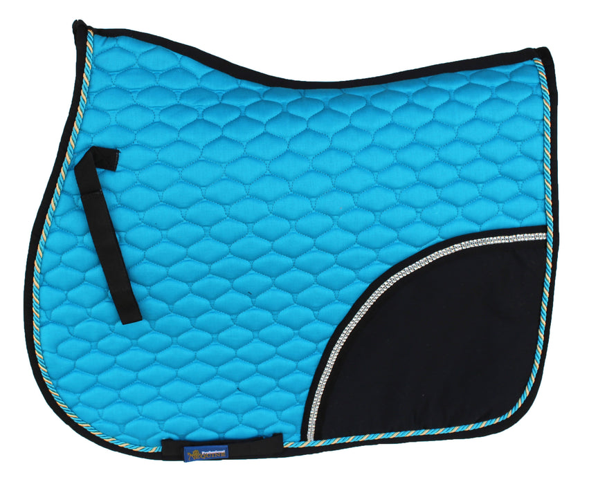 Horse All Purpose Cotton Quilted ENGLISH SADDLE PAD Trail Turquoise Black 72F01