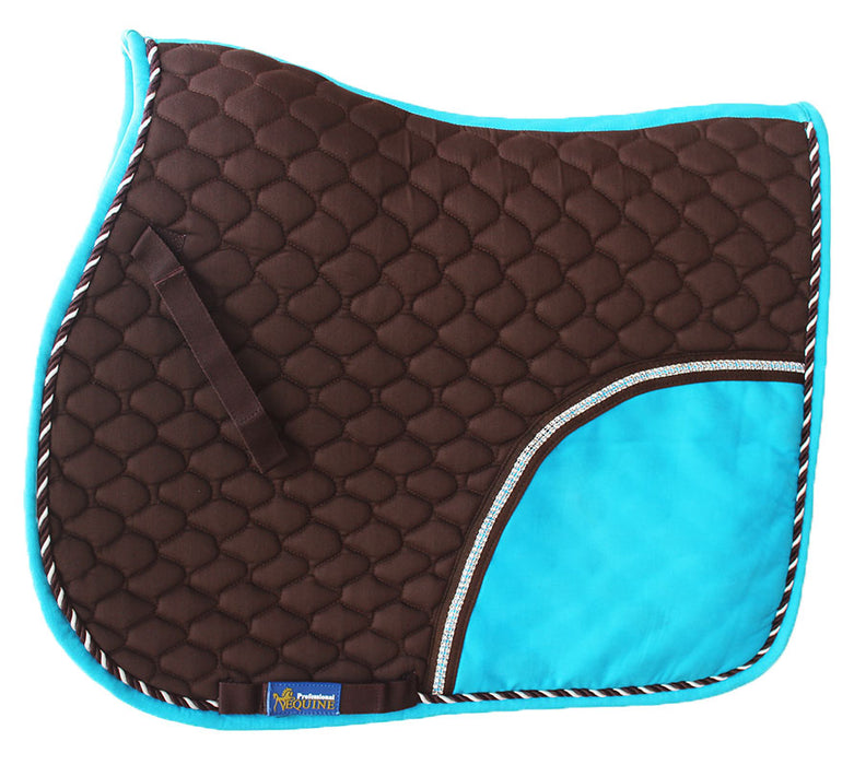 Horse Quilted ENGLISH SADDLE PAD Trail Pleasure Riding Brown Turquoise 72F07
