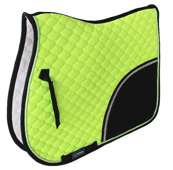 Horse Cotton Quilted ENGLISH SADDLE PAD Tack Trail Riding Lime Green 72F09