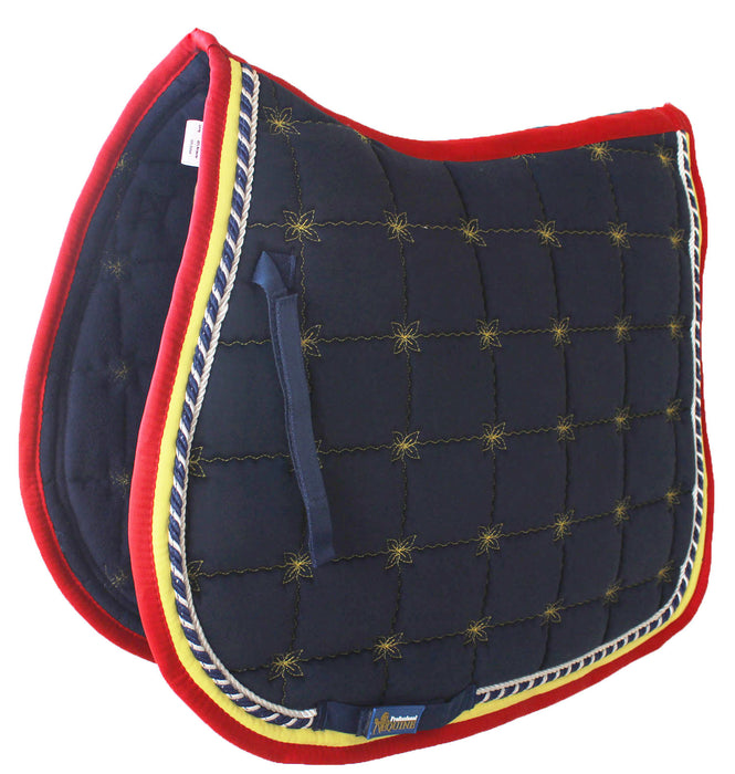Horse Cotton Quilted All Purpose ENGLISH SADDLE PAD Trail Contoured Navy 72F39