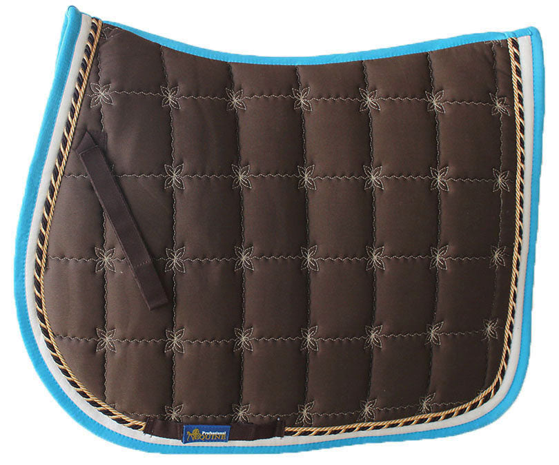 Horse Cotton Quilted All Purpose ENGLISH SADDLE PAD Trail Brown Turquoise 72F40