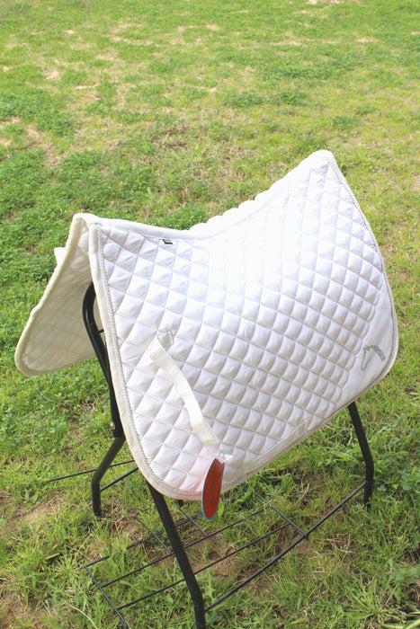 Horse Quilted ENGLISH SADDLE PAD Tack Trail Riding White 72M02C